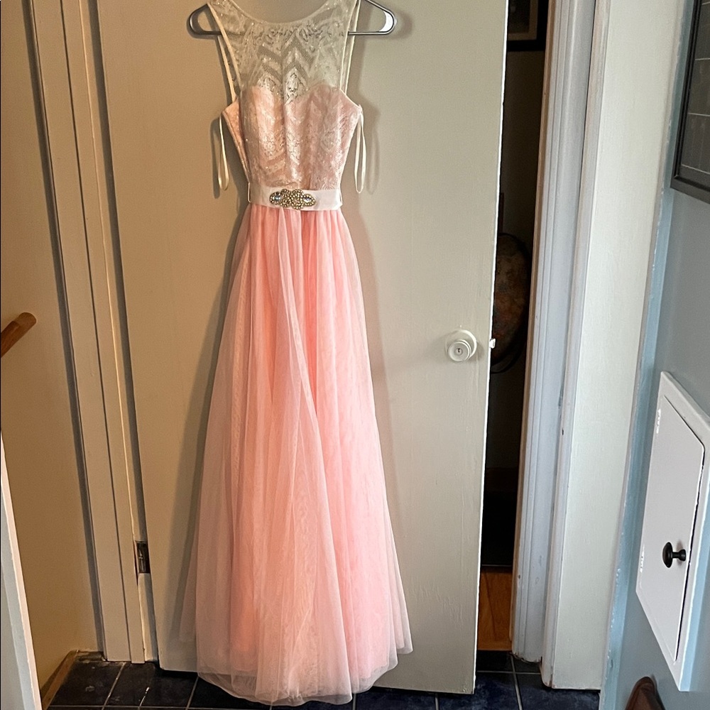 Elegant Pink and White Formal Gown